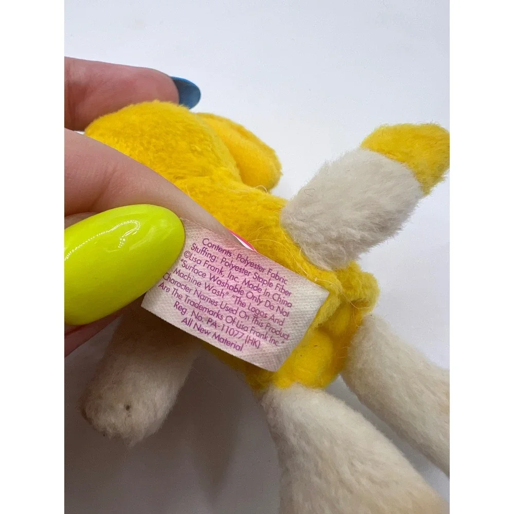 Vintage Lisa Frank Mini White & Yellow Plush Dog Pencil Topper Finger Puppet